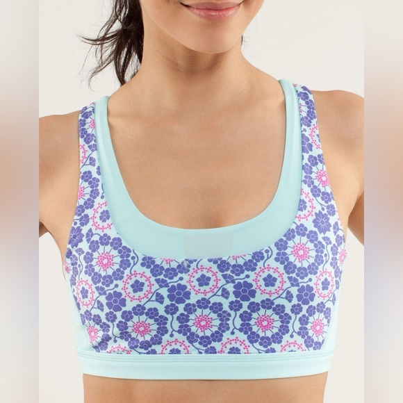 lululemon athletica Other - Lululemon Run: Stuff Your Bra II in Twiggy Printed Power Purple Aquamarine Sz 6